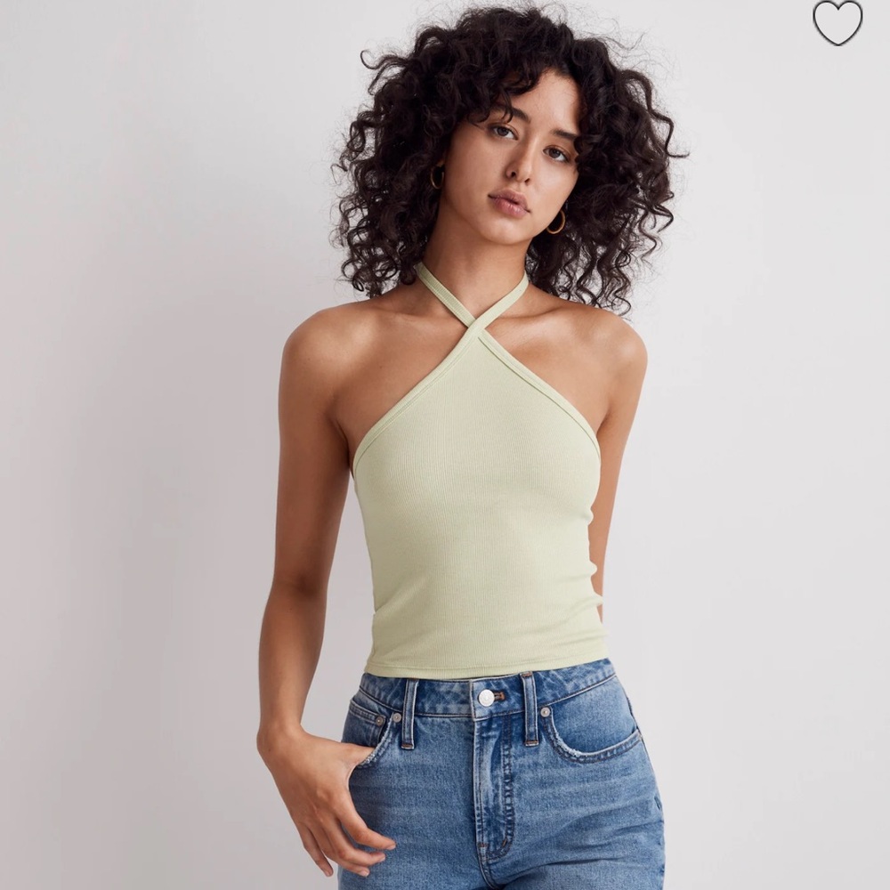 MADEWELL Women's Halter Neck Top Sweet Honeydew L New